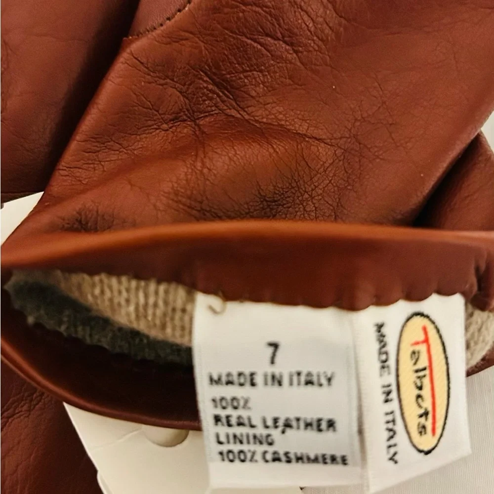 NWT Talbots Rich Brown Leather Gloves -Cashmere Lining -7